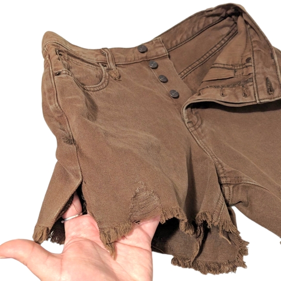 We The Free Makai Distressed Cutoff Shorts Womens Size 26 Brown Washed Chocolate - Picture 9 of 16